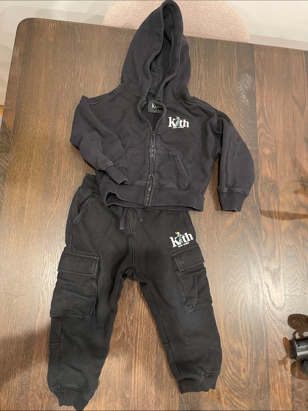 Kith Kids Black Hoodie & Cargo Joggers Set